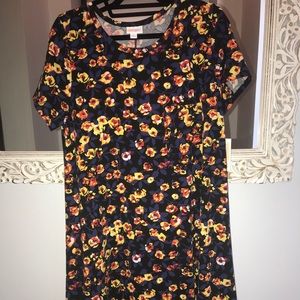 Large LuLaRoe Carly NWT Blue Black Yellow Floral